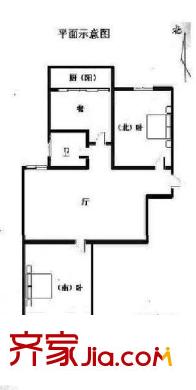 明湖東路宿舍 2居室 戶型圖