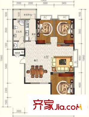 旺東盛園 3居室 戶型圖