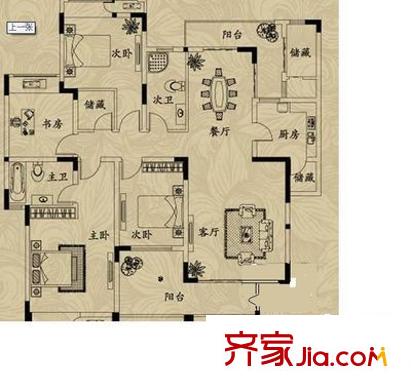 黑虎泉北路單位宿舍戶型圖濟南一中宿舍 4室 戶型圖 4室2廳3衛(wèi)1廚