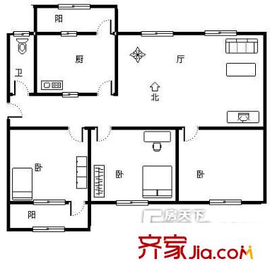 解放路農(nóng)業(yè)廳宿舍戶型圖戶型圖 3室1廳1衛(wèi)1廚