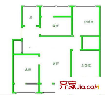 山大南路山大宿舍戶型圖山東大學(xué)宿舍（山大南路） 3室 戶型圖 3室2廳1衛(wèi)1廚