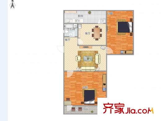 經(jīng)五緯八小區(qū) 2室 戶型圖