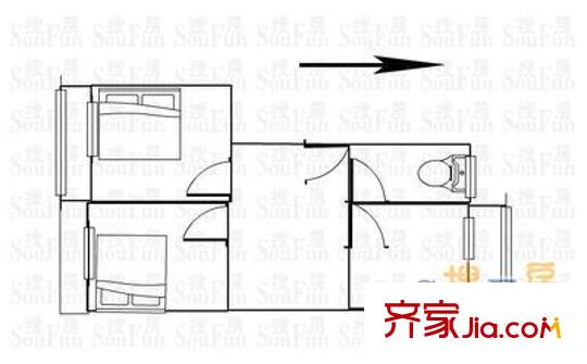 經(jīng)五緯八小區(qū) 2室 戶(hù)型圖