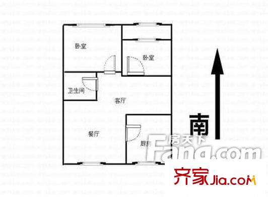 環(huán)山路輕騎宿舍戶型圖 戶型圖 2室2廳1衛(wèi)1廚