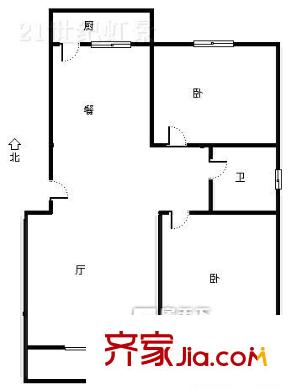 舜耕山莊院內(nèi)宿舍 2居室 戶型圖