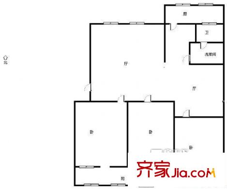 舜耕山莊院內(nèi)宿舍 3居室 戶型圖
