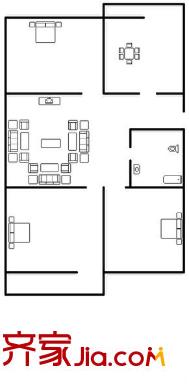 舜耕山莊院內宿舍 3居室 戶型圖