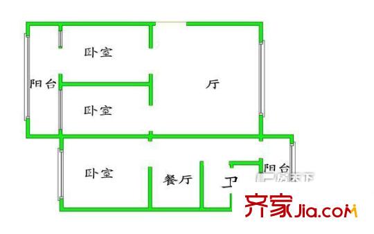 舜耕山莊院內宿舍 3居室 戶型圖