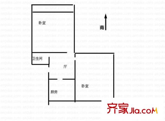 山東省儲(chǔ)備物資局宿舍 2室 戶型圖
