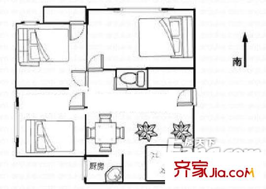 林祥街單位宿舍戶型圖林祥南街單位宿舍 3居室 戶型圖 3室1廳1衛(wèi)1廚