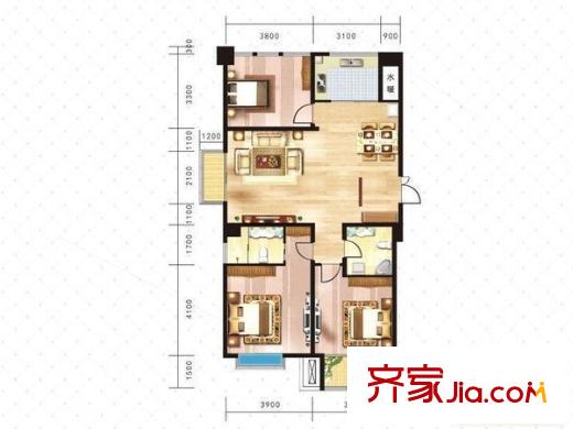 戎秀苑 3居室 戶型圖