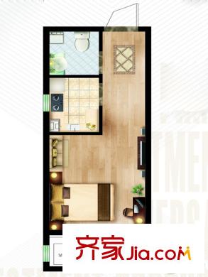 盧浮商務中心戶型圖D-1地塊公寓A戶型 1室1廳1衛(wèi)1廚