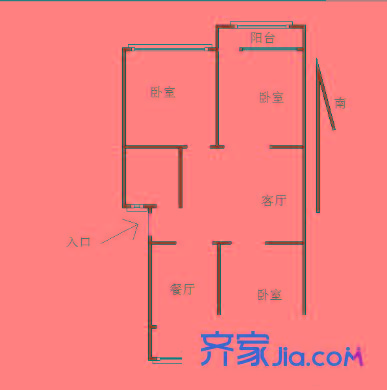 山大南路山大宿舍 3室 戶型圖
