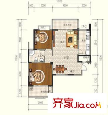 旺東盛園 2居室 戶型圖