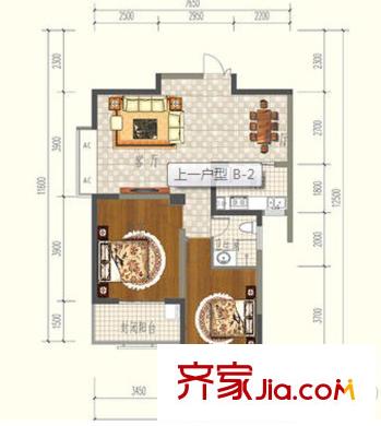 旺東盛園 2居室 戶型圖