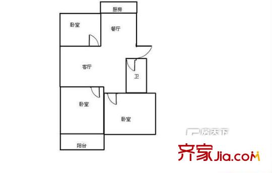 天橋區(qū)檢察院宿舍 3居室 戶型圖