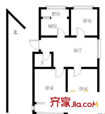 天橋區(qū)檢察院宿舍 3居室 戶型圖