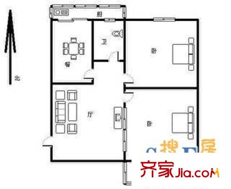 山大南路山大宿舍戶型圖山東大學(xué)宿舍（山大南路） 3室 戶型圖 3室1廳1衛(wèi)1廚