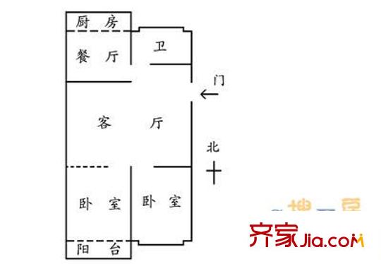 公安局宿舍（舜耕路）戶型圖公安局單位宿舍 2室 戶型圖 2室2廳1衛(wèi)1廚