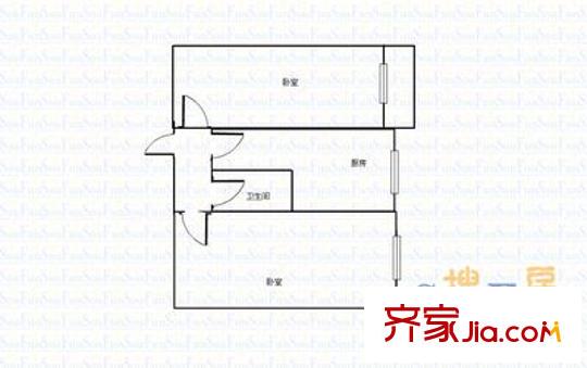 東倉小區(qū)建設(shè)銀行宿舍 2室 戶型圖