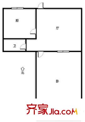 玉函路工行宿舍 1居室 戶型圖