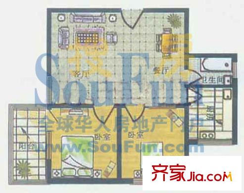 陽光頤景園戶型圖戶型圖 2室2廳1衛(wèi)