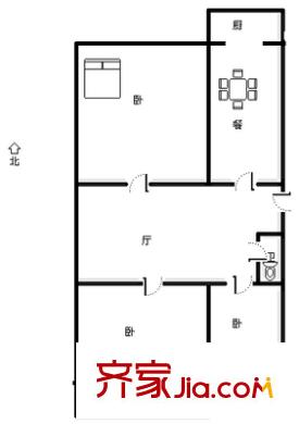 社科院宿舍 3室 戶型圖