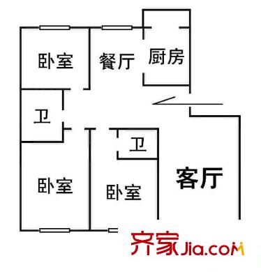 舜耕山莊院內宿舍 3居室 戶型圖