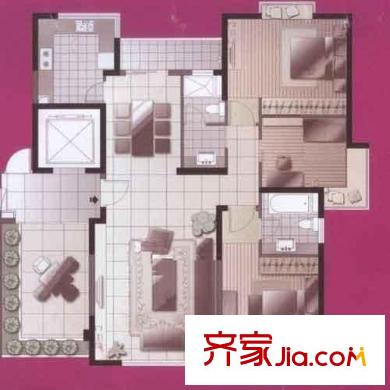 舜耕山莊院內宿舍 3居室 戶型圖