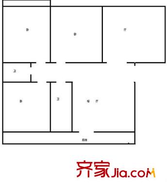 舜耕山莊院內宿舍 3居室 戶型圖