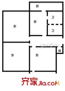 山東省儲備物資局宿舍 3室 戶型圖