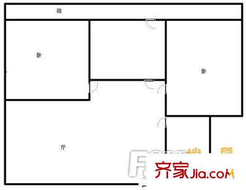 省府東街單位宿舍 2居室 戶型圖