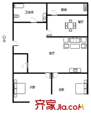 按察司街單位宿舍 2室 戶型圖