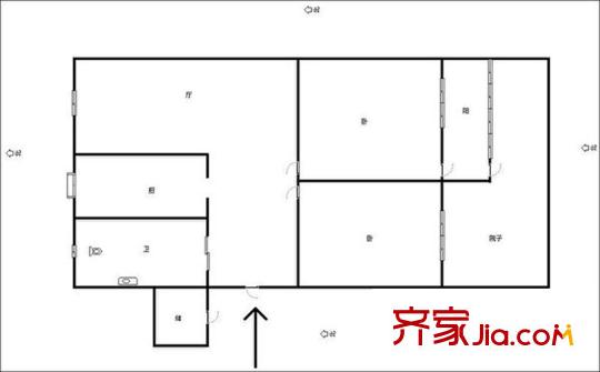 共青團(tuán)路宿舍 2居室 戶型圖