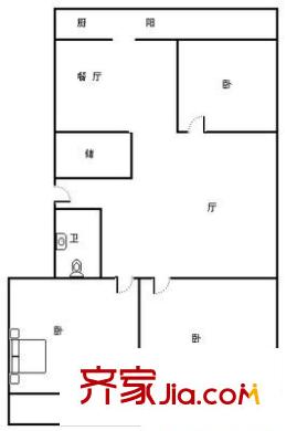 共青團路宿舍 3室 戶型圖