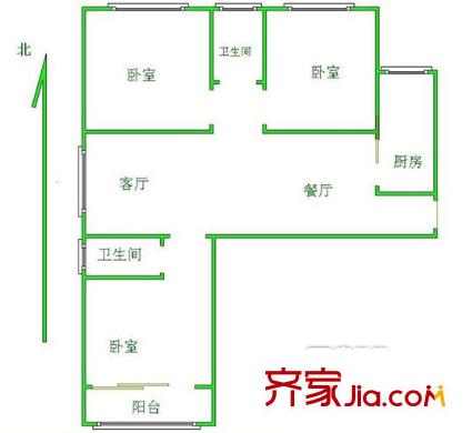 中益燕開花園戶型圖中益.燕開花園 3居室 戶型圖 3室2廳2衛(wèi)1廚
