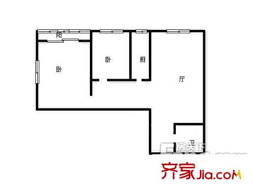 閆千戶鐵路宿舍 2居室 戶型圖