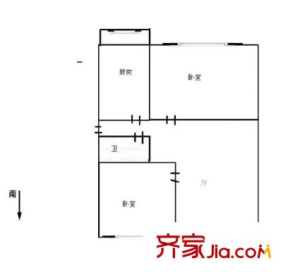 閆千戶鐵路宿舍 2居室 戶型圖