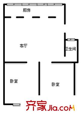 閆千戶鐵路宿舍 2居室 戶型圖