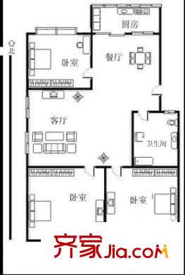 大明湖東門宿舍戶型圖大明湖東門單位宿舍 3居室 戶型圖 3室2廳1衛(wèi)1廚