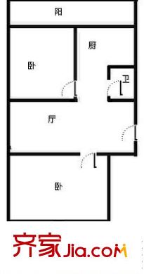 東倉小區(qū)建設(shè)銀行宿舍 2室 戶型圖