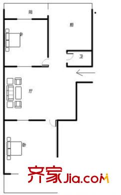東倉小區(qū)建設(shè)銀行宿舍 2室 戶型圖