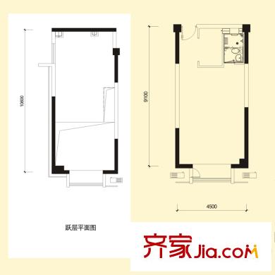 銀座中心戶型圖4#5#樓A9戶型 1室2廳1衛(wèi)1廚