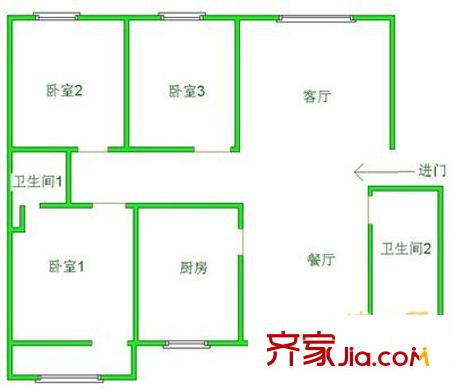 窯頭小區(qū)戶型圖戶型圖 3室1廳1衛(wèi)1廚