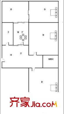 西山重汽宿舍 3居室 戶型圖