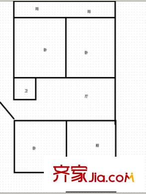 省府東街單位宿舍 3室 戶型圖