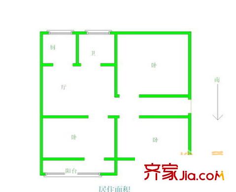 共青團路宿舍 3室 戶型圖