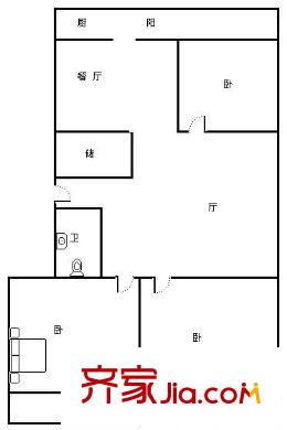 共青團路宿舍 3室 戶型圖