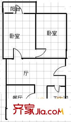 萬達廣場西鄰宿舍戶型圖萬達廣場西鄰單位宿舍 2室 戶型圖 2室1廳1衛(wèi)1廚