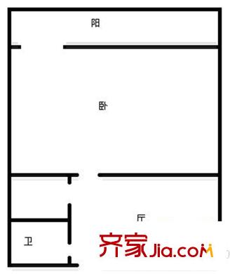 玉函路工行宿舍 1居室 戶型圖